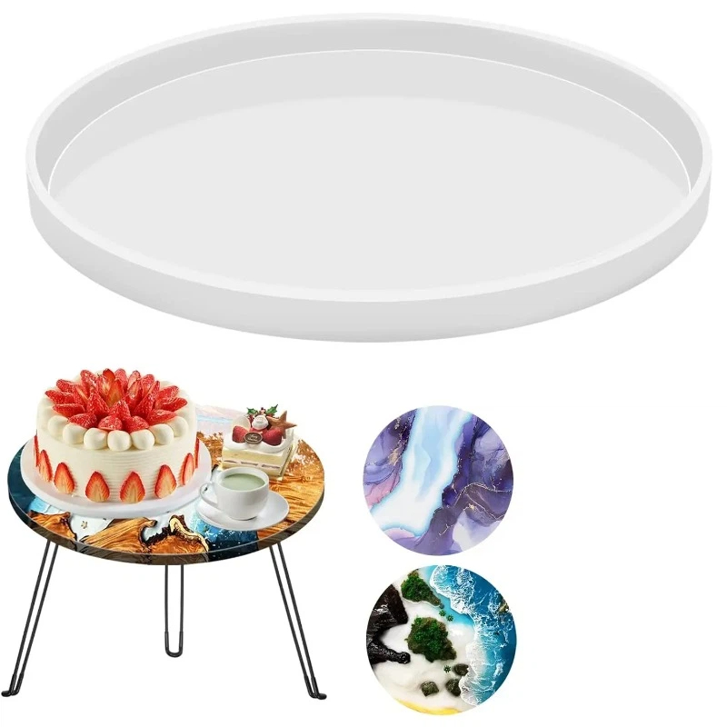 Resin Art Tray - 둥근 에폭시 테이블 레진 몰드, 대형