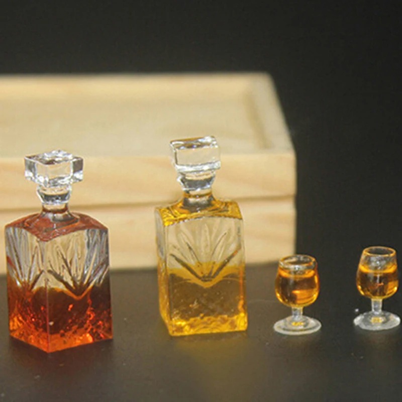 Resin Art Bottle - 1 세트 와인 유리와 귀여운 미니