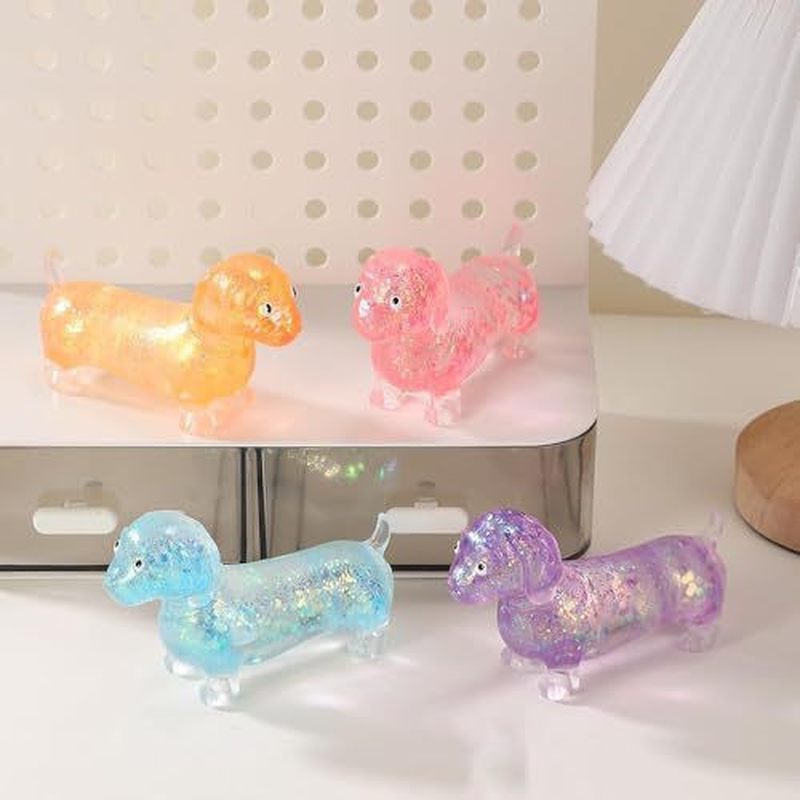 Resin Art And Deco - 반짝이 닥스훈트 소프트 스트레치 스퀴즈 가젯