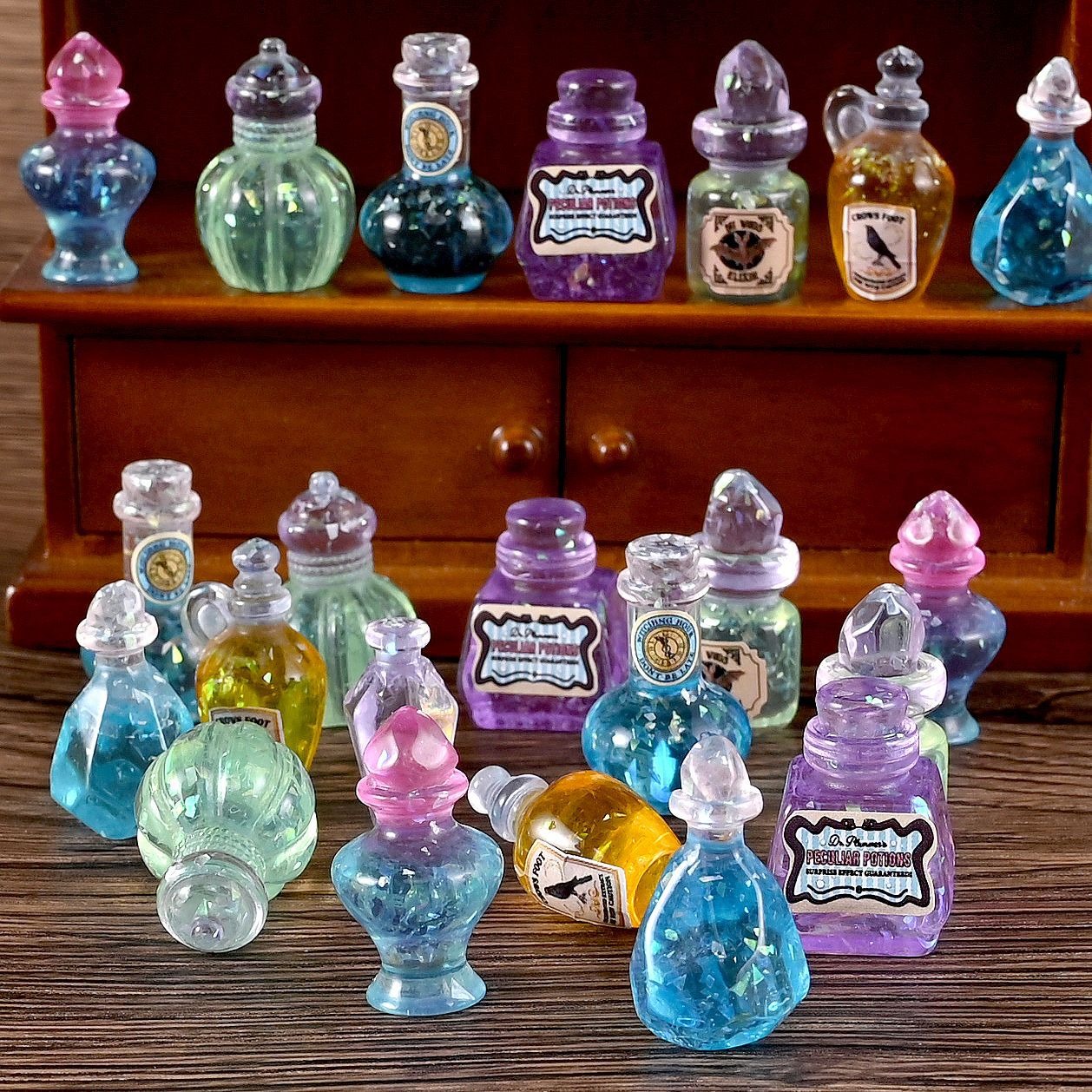 Resin Art Bottle - 10개 인형집 1:12 미니어처 레진 귀여운