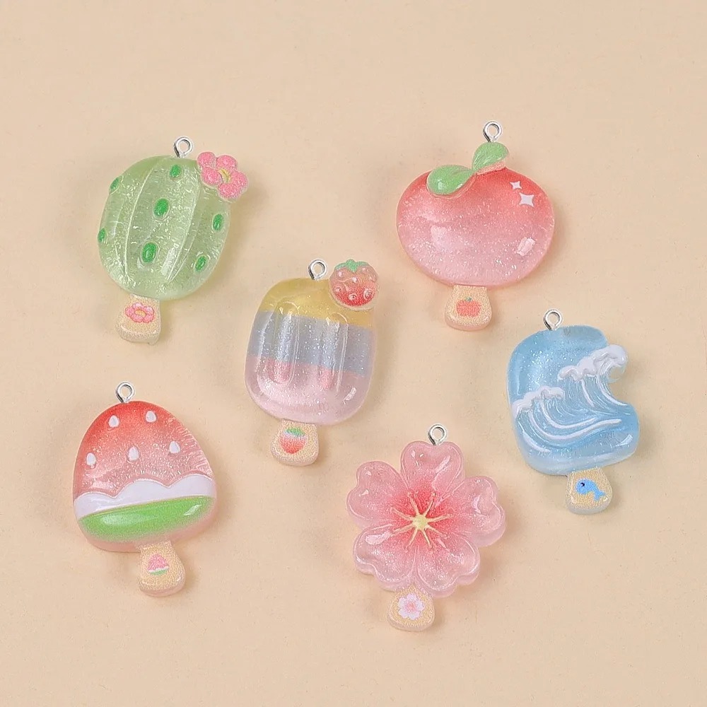 Resin Art And Deco - 10개 귀여운 여름 아이스크림 레진 펜던트