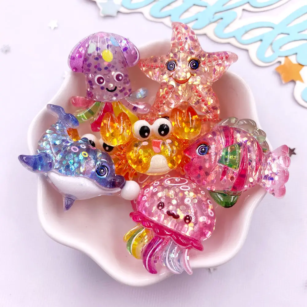 10pcs 반짝이 다채로운 수지 바다 스타 크랩 해파리 - Resin Art Beach 리뷰 및 가격
