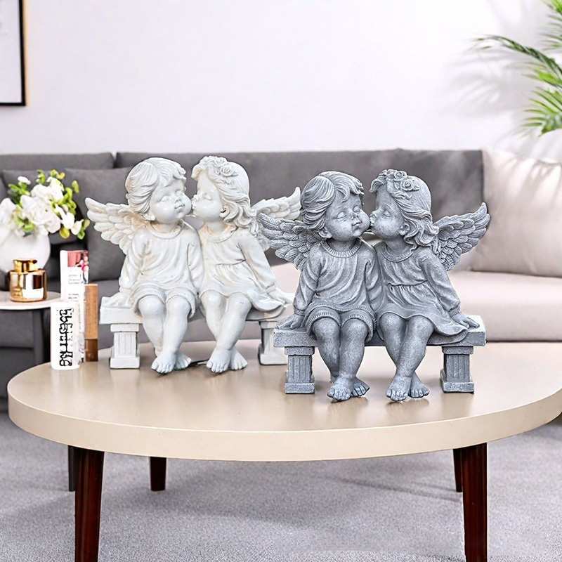 레진 러브 엔젤 조각상 및 피규어, 로맨틱한 홈 데코, - Resin Art Table 리뷰 및 가격