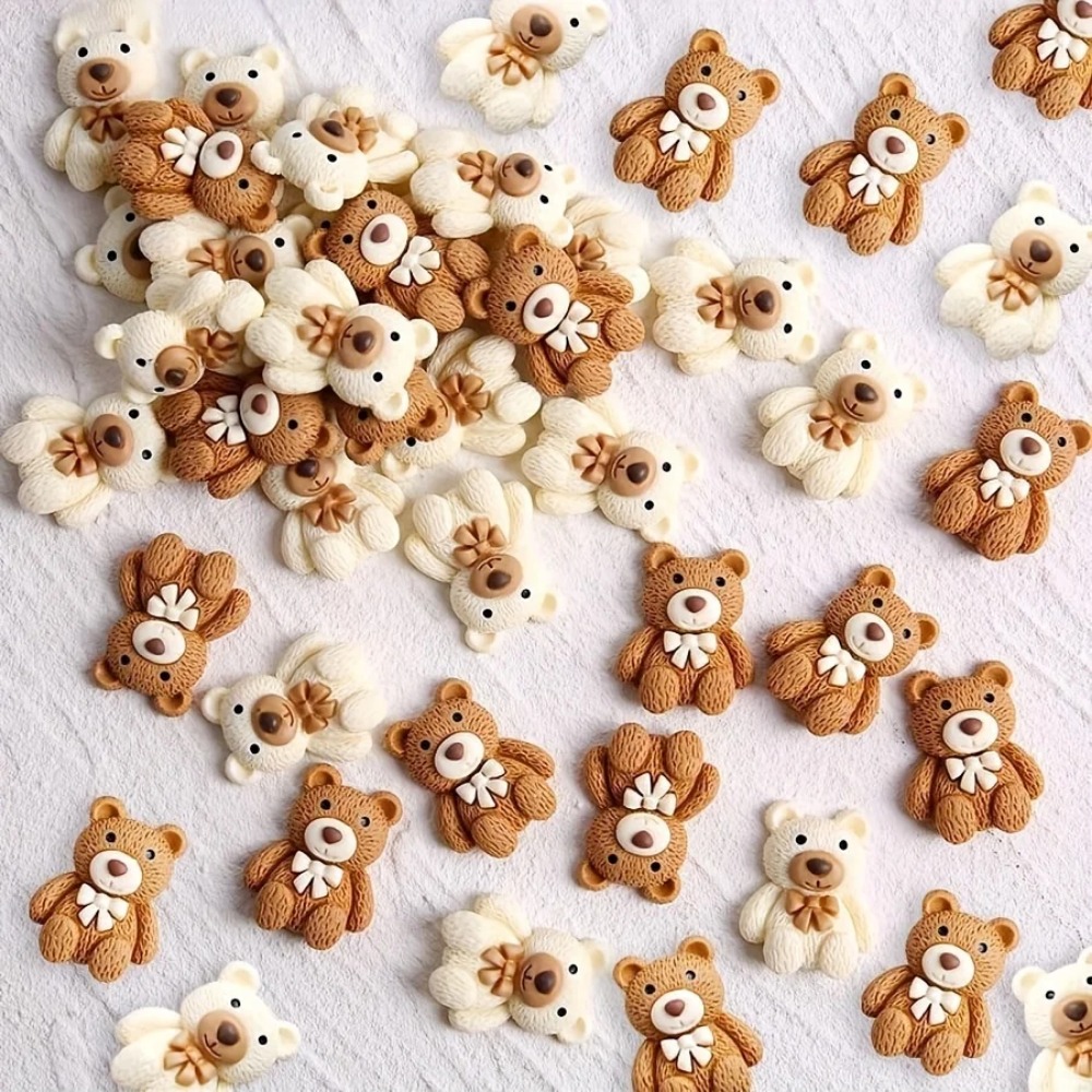 10-100pcs 만화 베이지 커피 곰 수지 카보 숑  - Resin Art Bottle 리뷰 및 가격