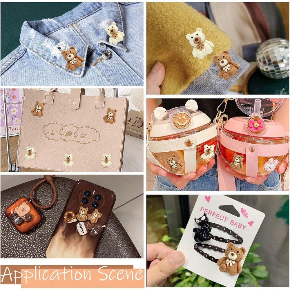 10-100pcs 만화 베이지 커피 곰 수지 카보 숑  - Resin Art Bottle 리뷰 및 가격