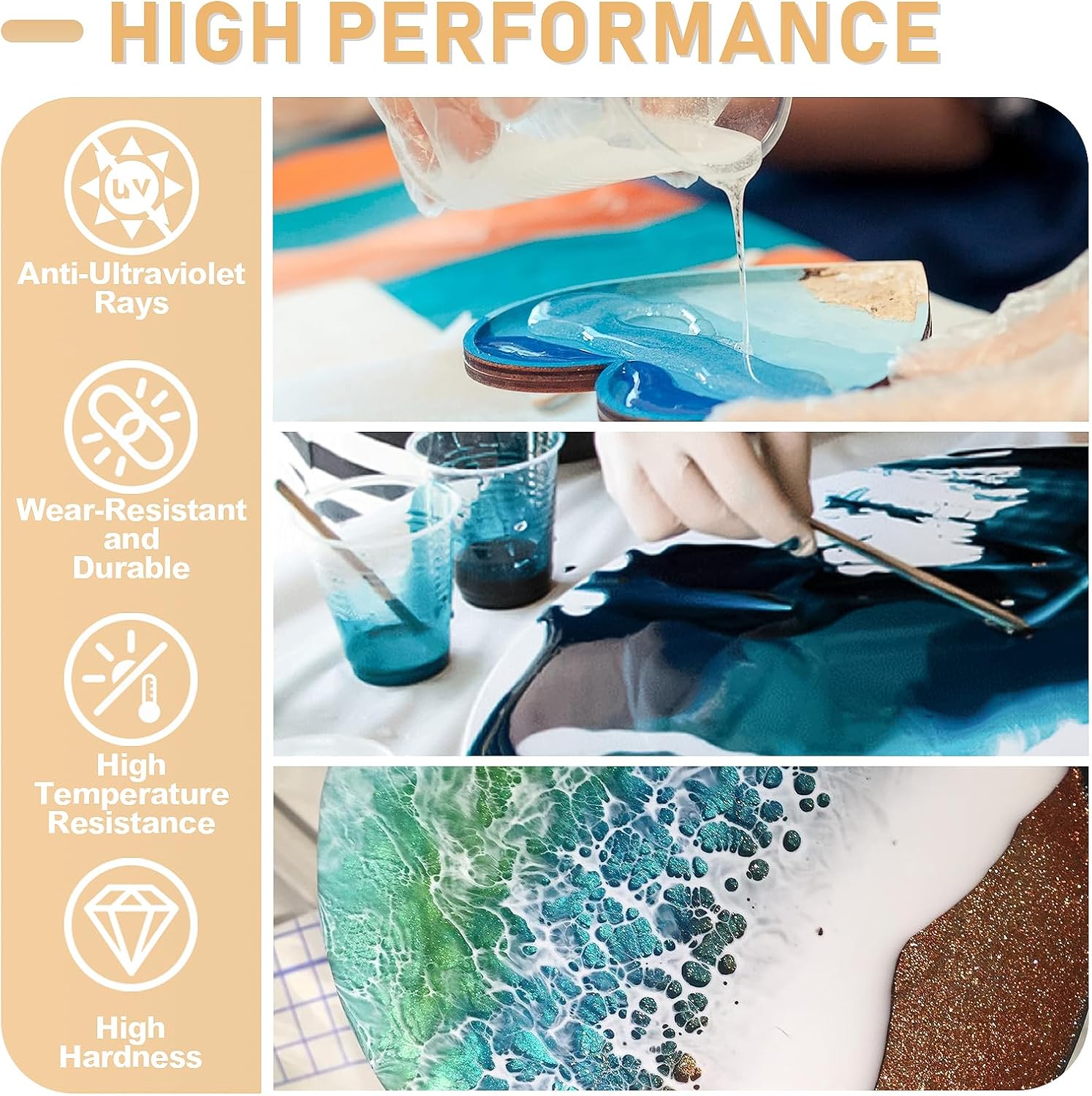 17.6oz/33.8oz AB 레진 에폭시 접착제 UV - Resin Art Table 리뷰 및 가격