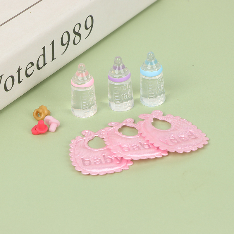 1:12 인형 집 미니어처 젖병 젖꼭지 턱받이 세트,  - Resin Art Bottle 리뷰 및 가격