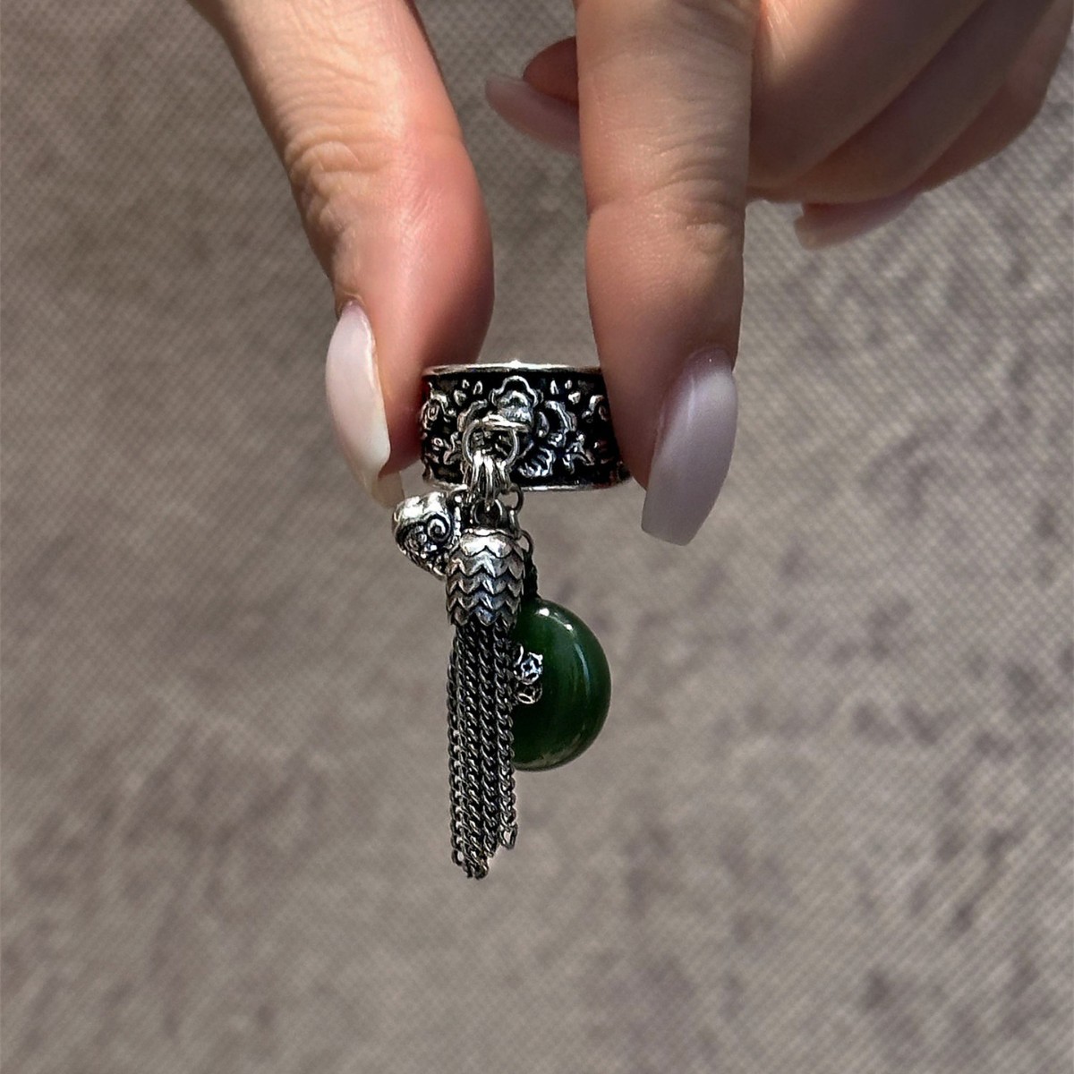 WJFH-ARTS 새로운 중국 스타일 빈티지 패턴 녹색 - Resin Art Ring Design 리뷰 및 가격