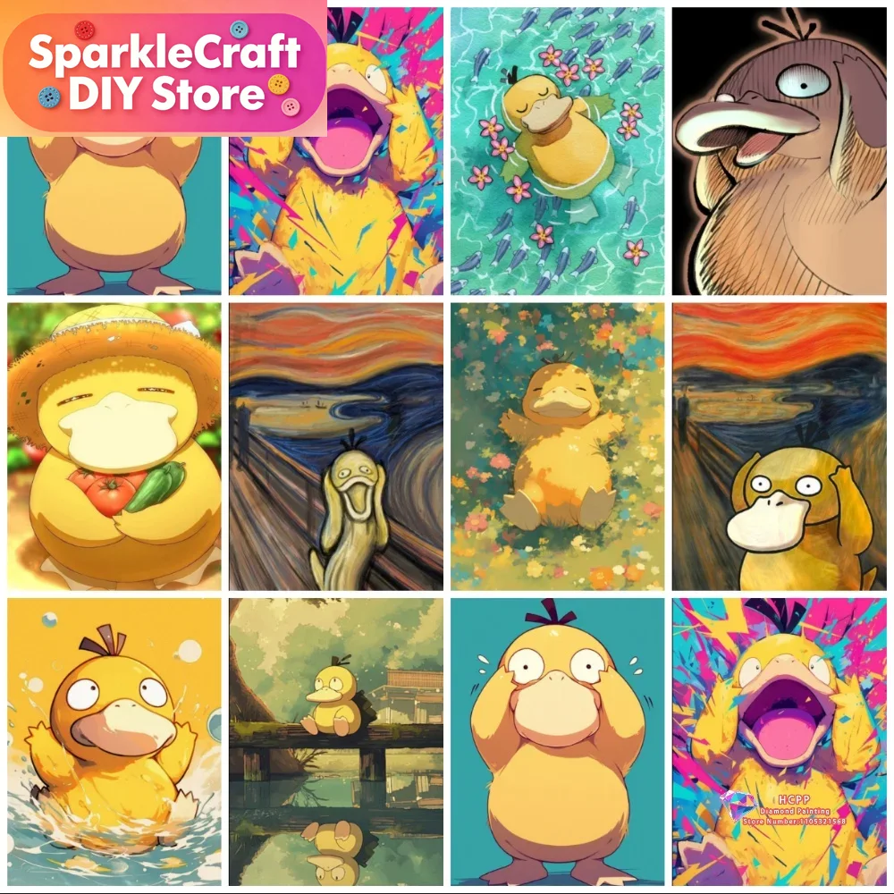 1pc 프레임리스 Psyduck 만화 5D 다이아몬드  - Resin Art Wall 리뷰 및 가격