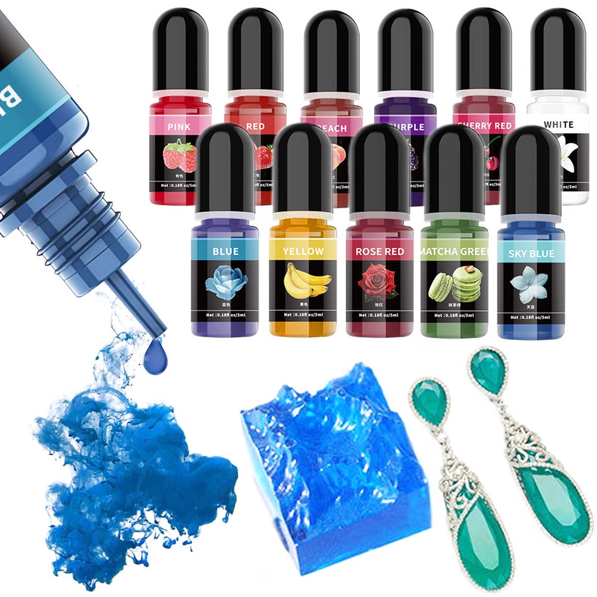 5ml/병 에폭시 수지 안료 액체 착색제 염료 UV A - Resin Art Bottle 리뷰 및 가격